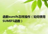 函数sumifs怎样操作（如何使用SUMIFS函数）