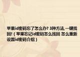 苹果id密码忘了怎么办? 3种方法,一键找回!（苹果忘记id密码怎么找回 怎么重新设置id密码介绍）