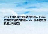 vivo手机怎么用智能语音机器人（vivo有没有智能语音机器人 vivo手机有语音机器人吗介绍）