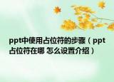 ppt中使用占位符的步骤（ppt占位符在哪 怎么设置介绍）