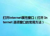 打开internet属性窗口（打开 Internet 选项窗口的常用方法）