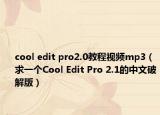 cool edit pro2.0教程视频mp3（求一个Cool Edit Pro 2.1的中文破解版）