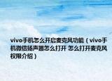 vivo手机怎么开启麦克风功能（vivo手机微信扬声器怎么打开 怎么打开麦克风权限介绍）
