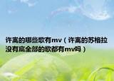 许嵩的哪些歌有mv（许嵩的苏格拉没有底全部的歌都有mv吗）