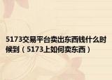5173交易平台卖出东西钱什么时候到（5173上如何卖东西）