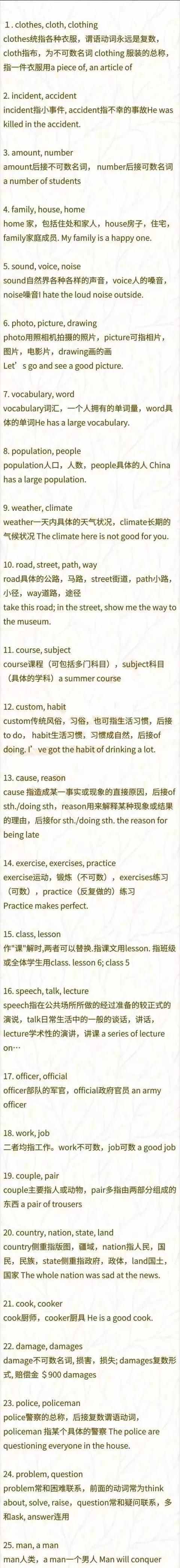 初中英语常考200组同义词/词组辨析，打印收藏可拿高分