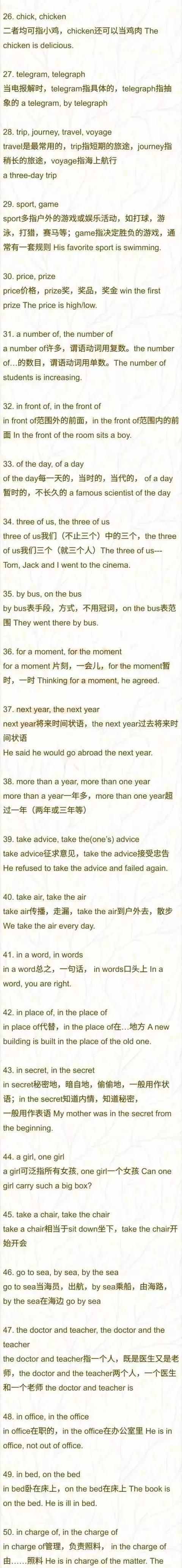 初中英语常考200组同义词/词组辨析，打印收藏可拿高分