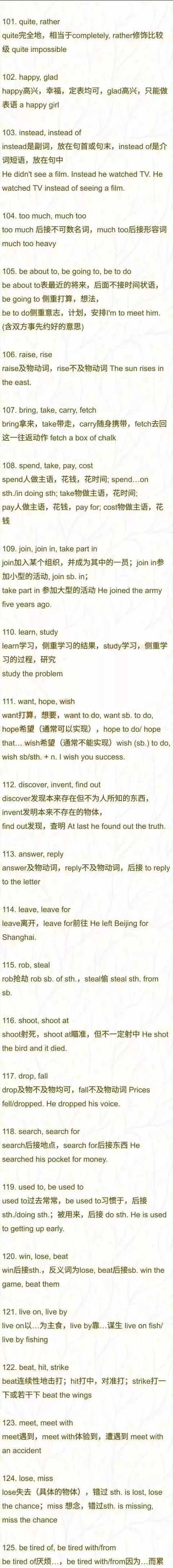 初中英语常考200组同义词/词组辨析，打印收藏可拿高分