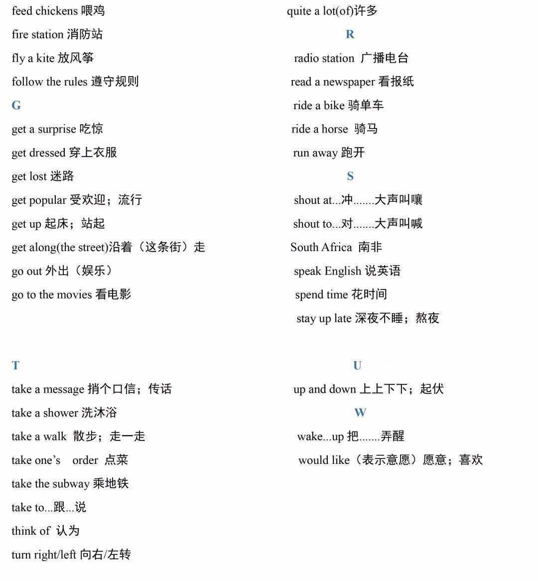 可打印！初一到初三各册英语高频短语总结
