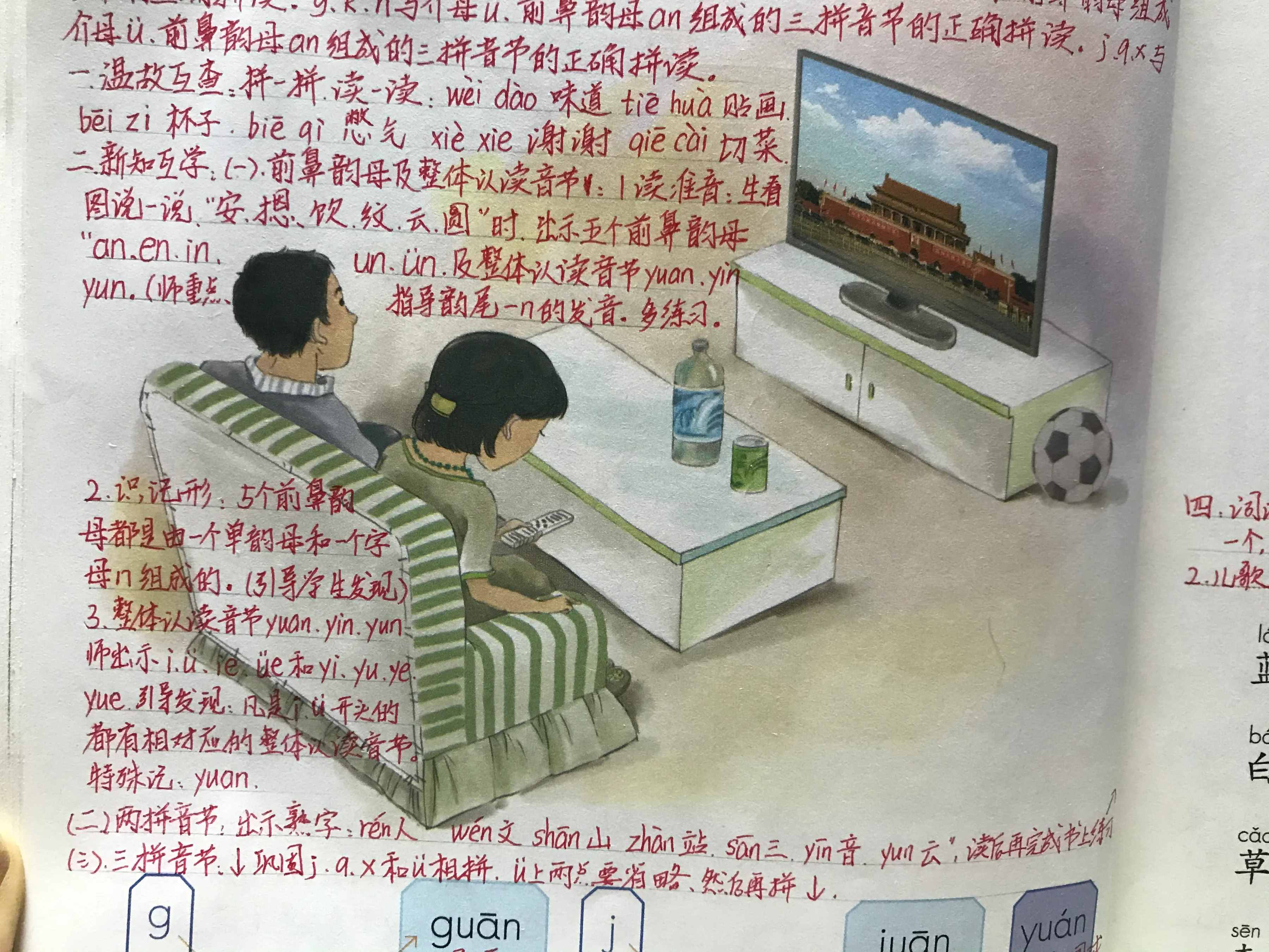 前鼻音韵母：an、en、in、un、ün，手写笔记帮你学