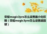 荣耀magic3pro怎么设置最小化权限（荣耀magic3pro怎么设置返回键）