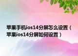 苹果手机ios14分屏怎么设置（苹果ios14分屏如何设置）