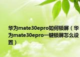 华为mate30epro如何锁屏（华为mate30epro一键锁屏怎么设置）
