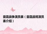 雷霆战争演员表（雷霆战将演员表介绍）