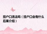 挂户口违法吗（挂户口会有什么后果介绍）