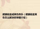 健康码变成黄色咋办（健康码变黄色怎么解决好详细介绍）