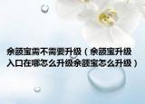 余额宝需不需要升级（余额宝升级入口在哪怎么升级余额宝怎么升级）