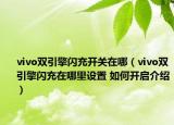 vivo双引擎闪充开关在哪（vivo双引擎闪充在哪里设置 如何开启介绍）