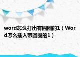 word怎么打出有圆圈的1（Word怎么插入带圆圈的1）