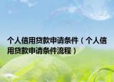 个人信用贷款申请条件（个人信用贷款申请条件流程）