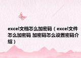 excel文档怎么加密码（excel文件怎么加密码 加密码怎么设置密码介绍）