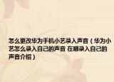 怎么更改华为手机小艺录入声音（华为小艺怎么录入自己的声音 在哪录入自己的声音介绍）