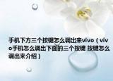 手机下方三个按键怎么调出来vivo（vivo手机怎么调出下面的三个按键 按键怎么调出来介绍）