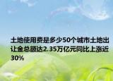 土地使用费是多少50个城市土地出让金总额达2.35万亿元同比上涨近30%