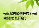 wds状态如何开启（wds状态怎么开启）