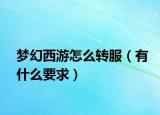 梦幻西游怎么转服（有什么要求）