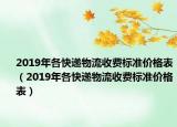 2019年各快递物流收费标准价格表（2019年各快递物流收费标准价格表）