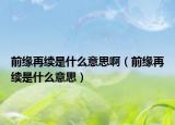 前缘再续是什么意思啊（前缘再续是什么意思）