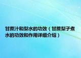 甘蔗汁和梨水的功效（甘蔗梨子煮水的功效和作用详细介绍）