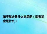 淘宝基金是什么意思啊（淘宝基金是什么）