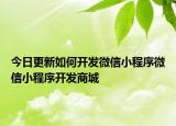 今日更新如何开发微信小程序微信小程序开发商城