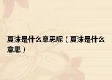 夏沫是什么意思呢（夏沫是什么意思）