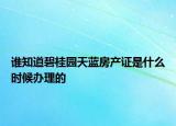 谁知道碧桂园天蓝房产证是什么时候办理的