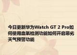 今日更新华为Watch GT 2 Pro如何使用血氧检测功能如何开启恶劣天气预警功能