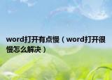 word打开有点慢（word打开很慢怎么解决）