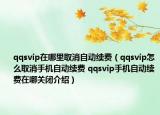 qqsvip在哪里取消自动续费（qqsvip怎么取消手机自动续费 qqsvip手机自动续费在哪关闭介绍）
