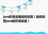 java环境变量如何设置（如何设置java的环境变量）