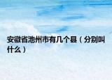 安徽省池州市有几个县（分别叫什么）