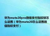 华为mate20pro微信支付指纹锁怎么设置（华为mate20怎么设置微信指纹支付）