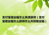 支付宝敬业福怎么快速获得（支付宝敬业福怎么获得怎么弄到敬业福）