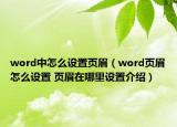 word中怎么设置页眉（word页眉怎么设置 页眉在哪里设置介绍）