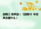 剑网三 青冥剑（《剑网3》中空冥决是什么）