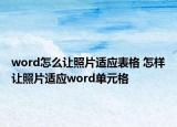 word怎么让照片适应表格 怎样让照片适应word单元格