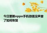 今日更新oppo手机微信没声音了如何恢复