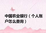 中国农业银行（个人账户怎么查询）