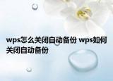 wps怎么关闭自动备份 wps如何关闭自动备份